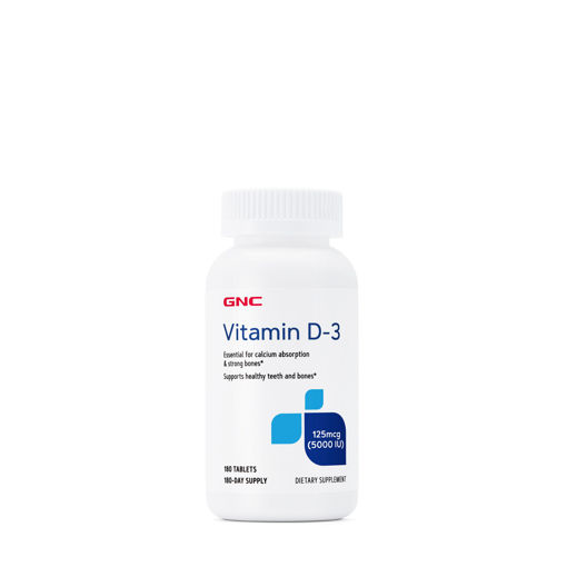 Imagen de GNC Vitamin D-3 5000 mg Frasco x 180 Capletas.